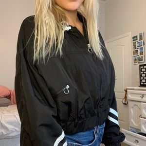 Cropped black windbreaker